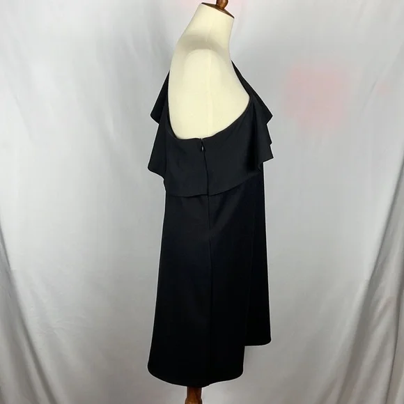 Xhilaration One Shoulder Black Side Zip Ruffle Dress - Size Large - Picture 7 of 12